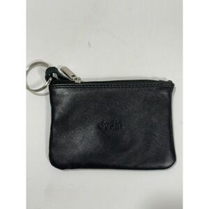 Dustin Vintage Leather Coin Case Wallet Black zippered